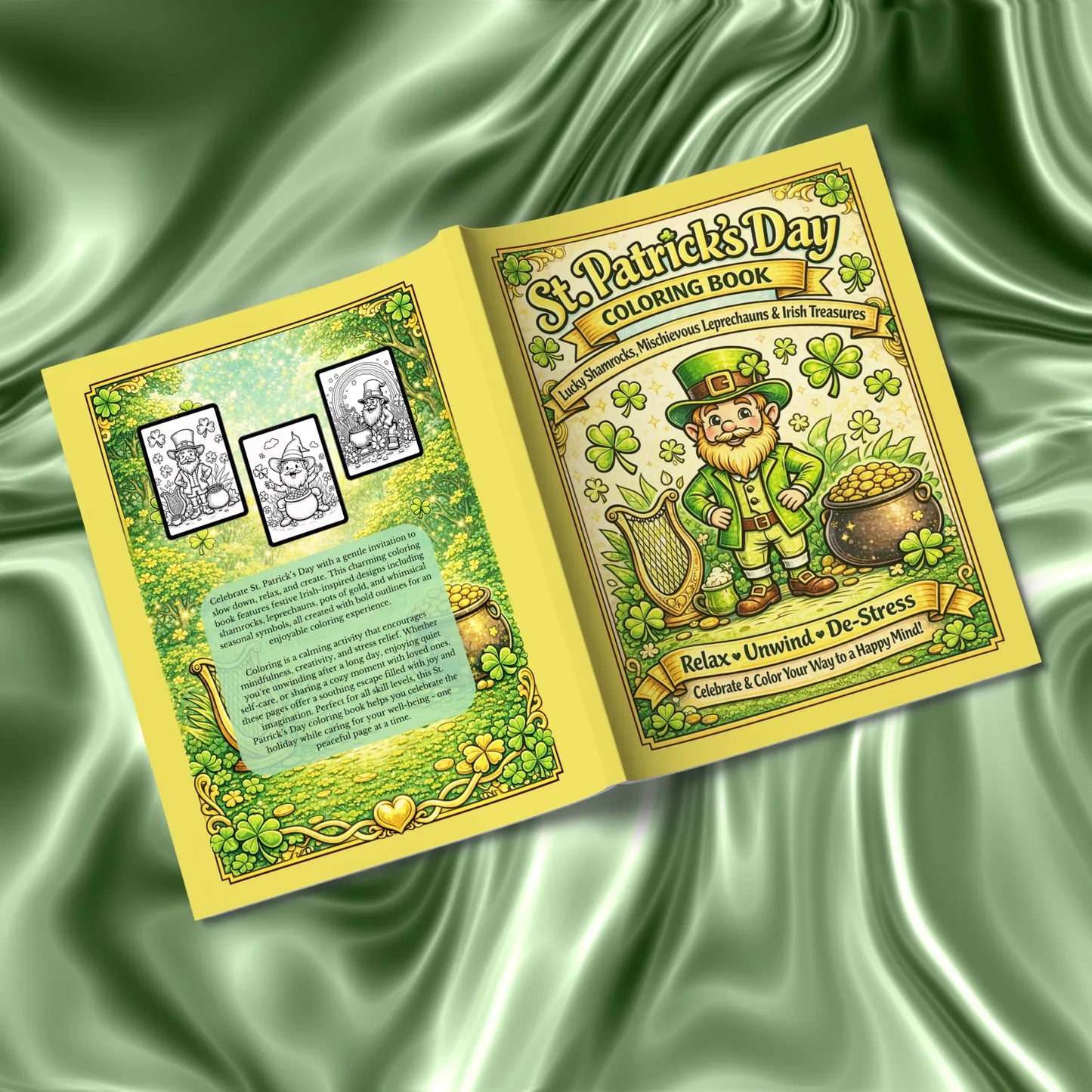 Shop our premium st patricks day coloring book lucky shamrocks mischievous leprechauns irish treasures from MySisterIsASurvivor.