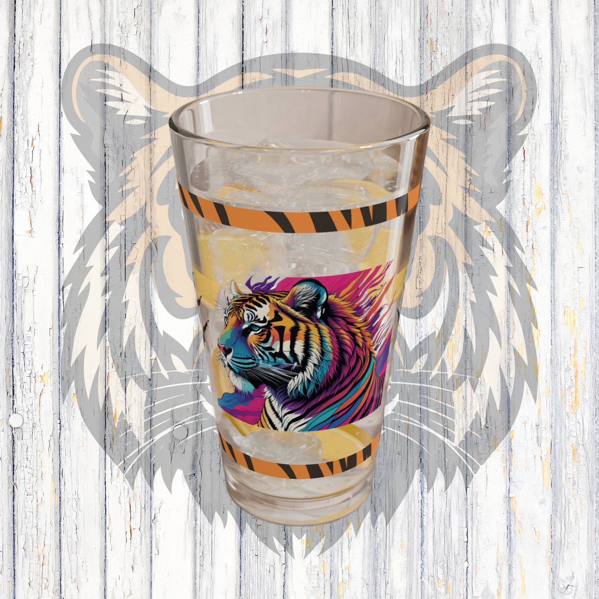 Majestic Mindfulness 16oz Tiger Pint Glass - Inspiring Strength, Courage, and Empowerment