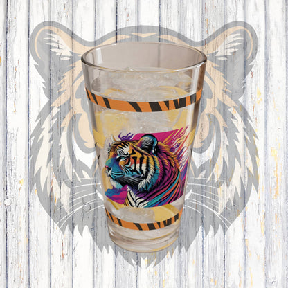 Majestic Mindfulness 16oz Tiger Pint Glass - Inspiring Strength, Courage, and Empowerment