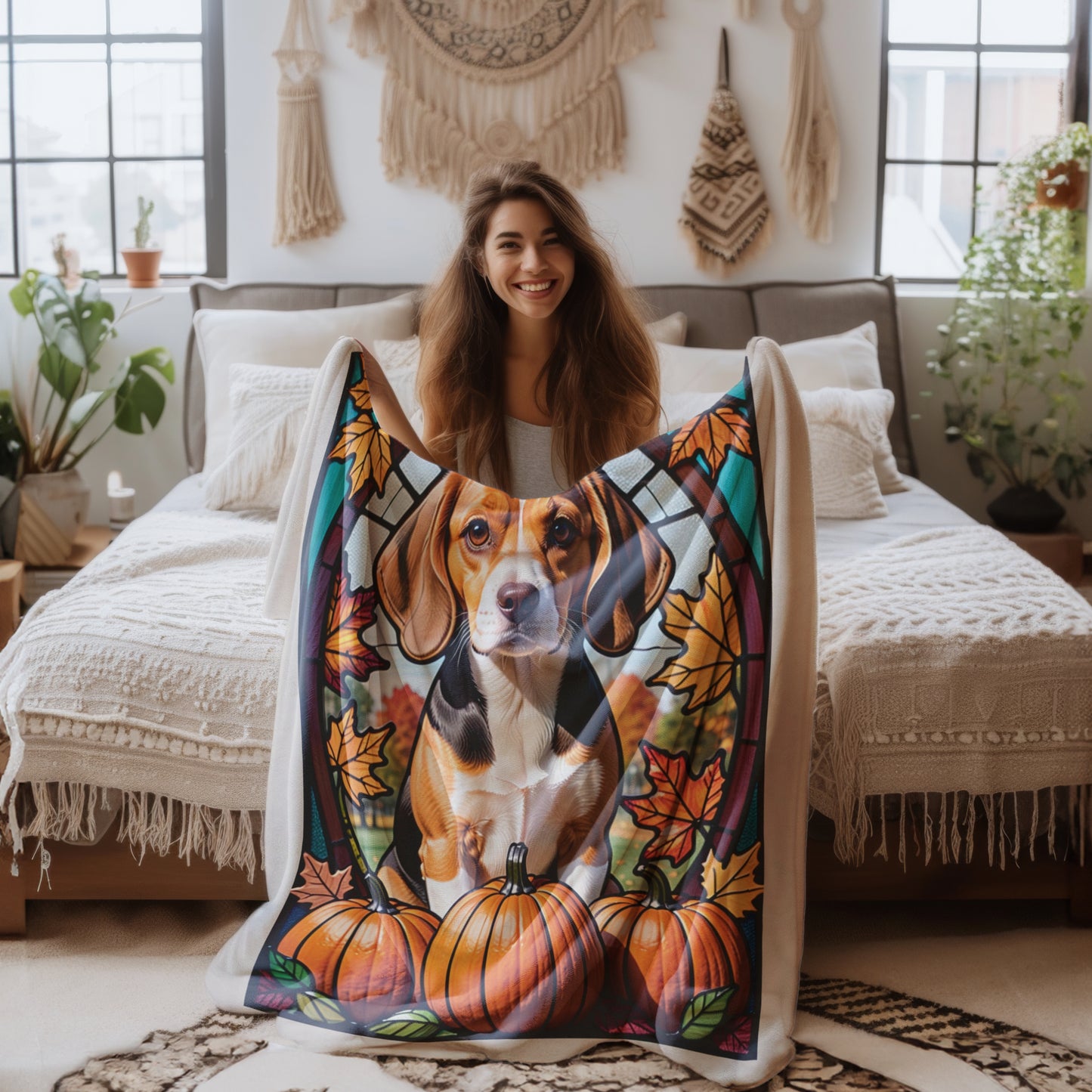Beagle Dog Velveteen Plush Blanket - Pet Lover Gift, Beagle Pet Blanket, Dog Lover Gift
