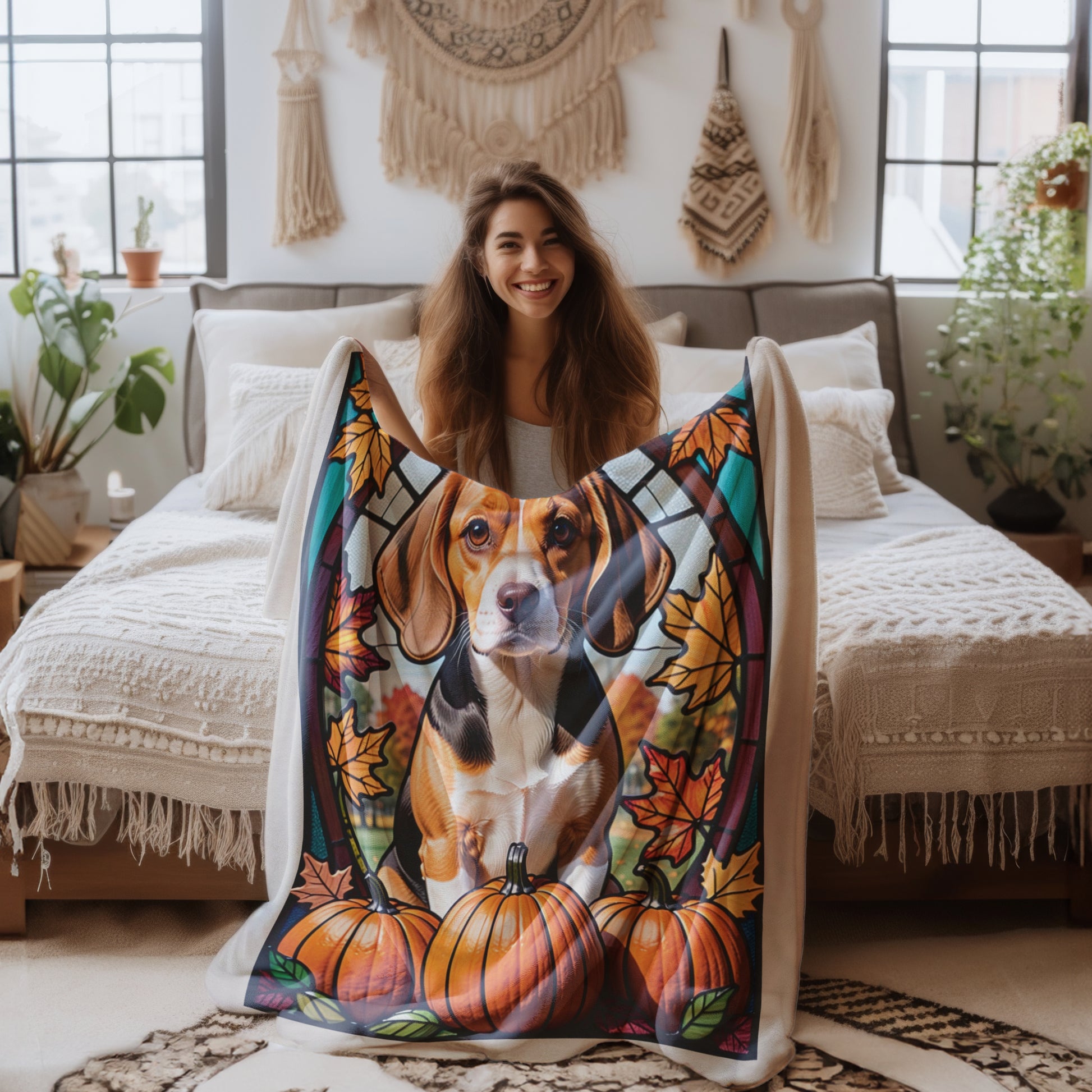 Beagle Dog Velveteen Plush Blanket - Pet Lover Gift, Beagle Pet Blanket, Dog Lover Gift