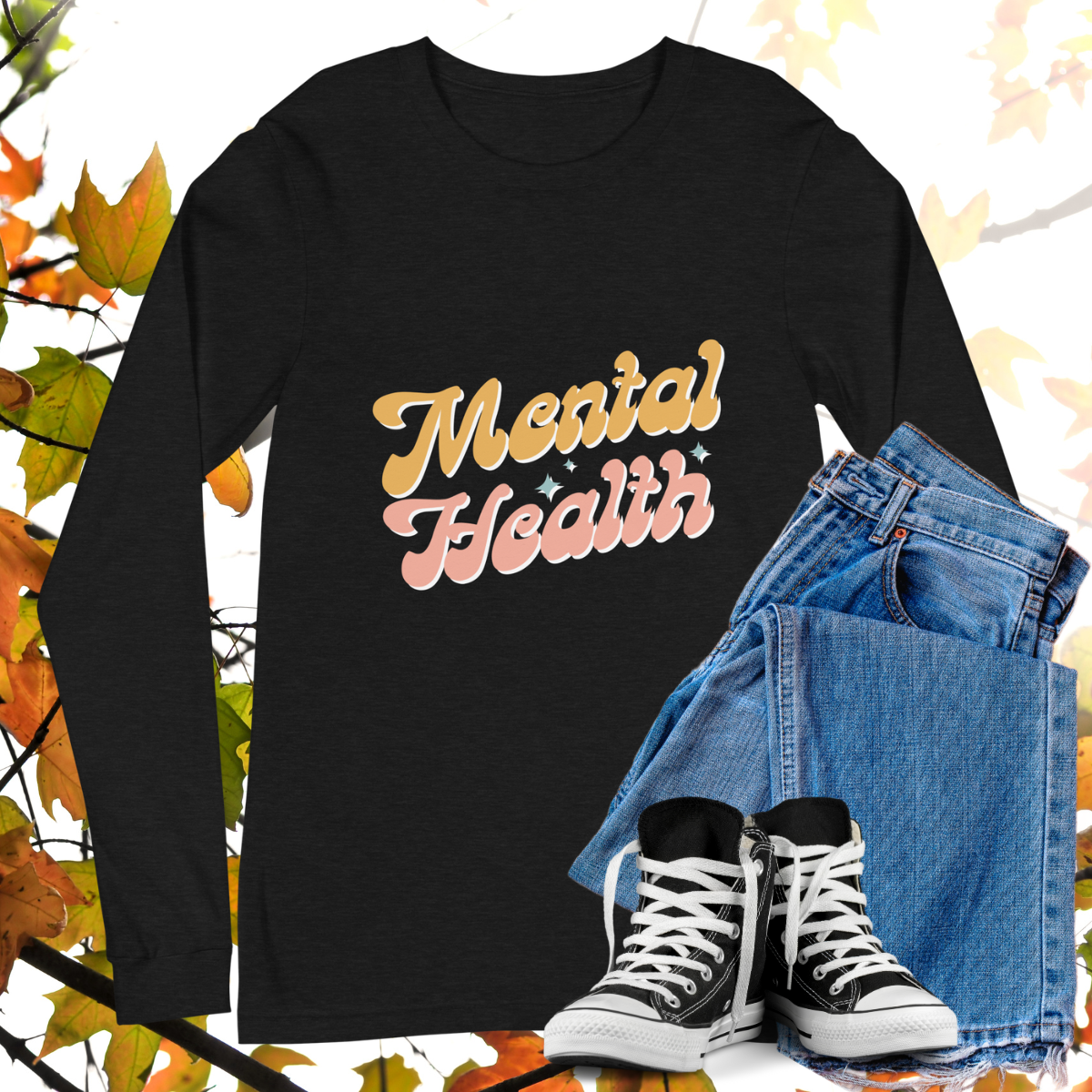 Mental Health - Retro Long Sleeve Tee, Bella + Canvas