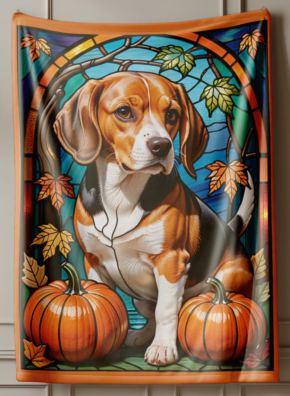 Soft Beagle stained glass pattern blanket, velveteen throw for cozy nights and thoughtful dog gifts