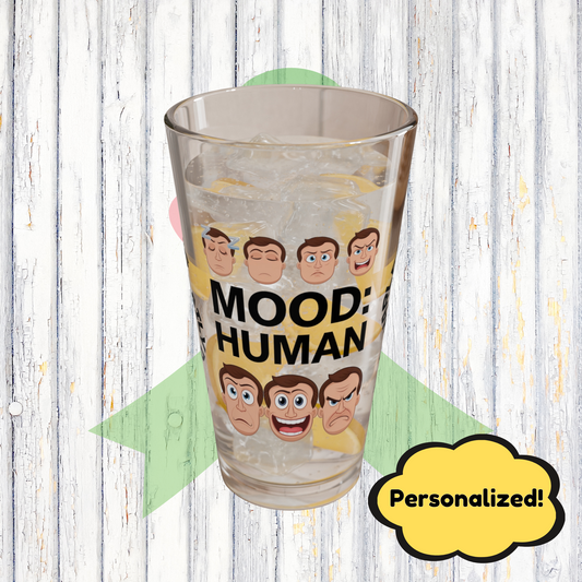 "Mood: Human" funny mental health mug, personalized ceramic coffee cup with affirmations for anxiety relief and self-care.