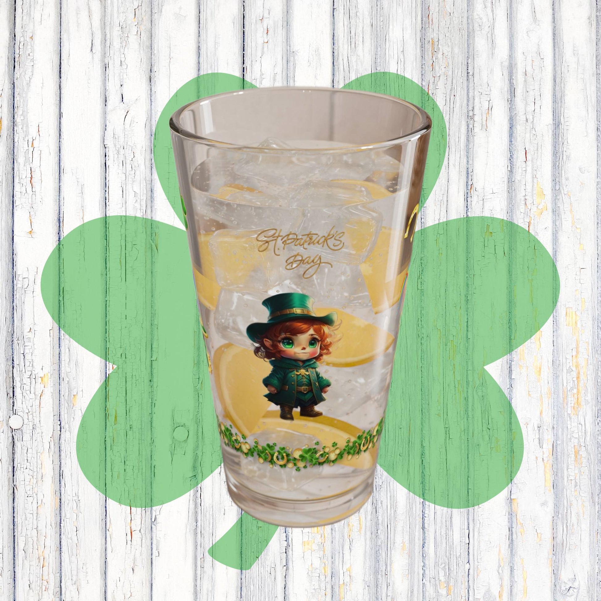 Mystical Leprechaun Magic: Mindful St. Patrick's Day 16oz Pint Glasses - Festive Design for Positivity & Wellness