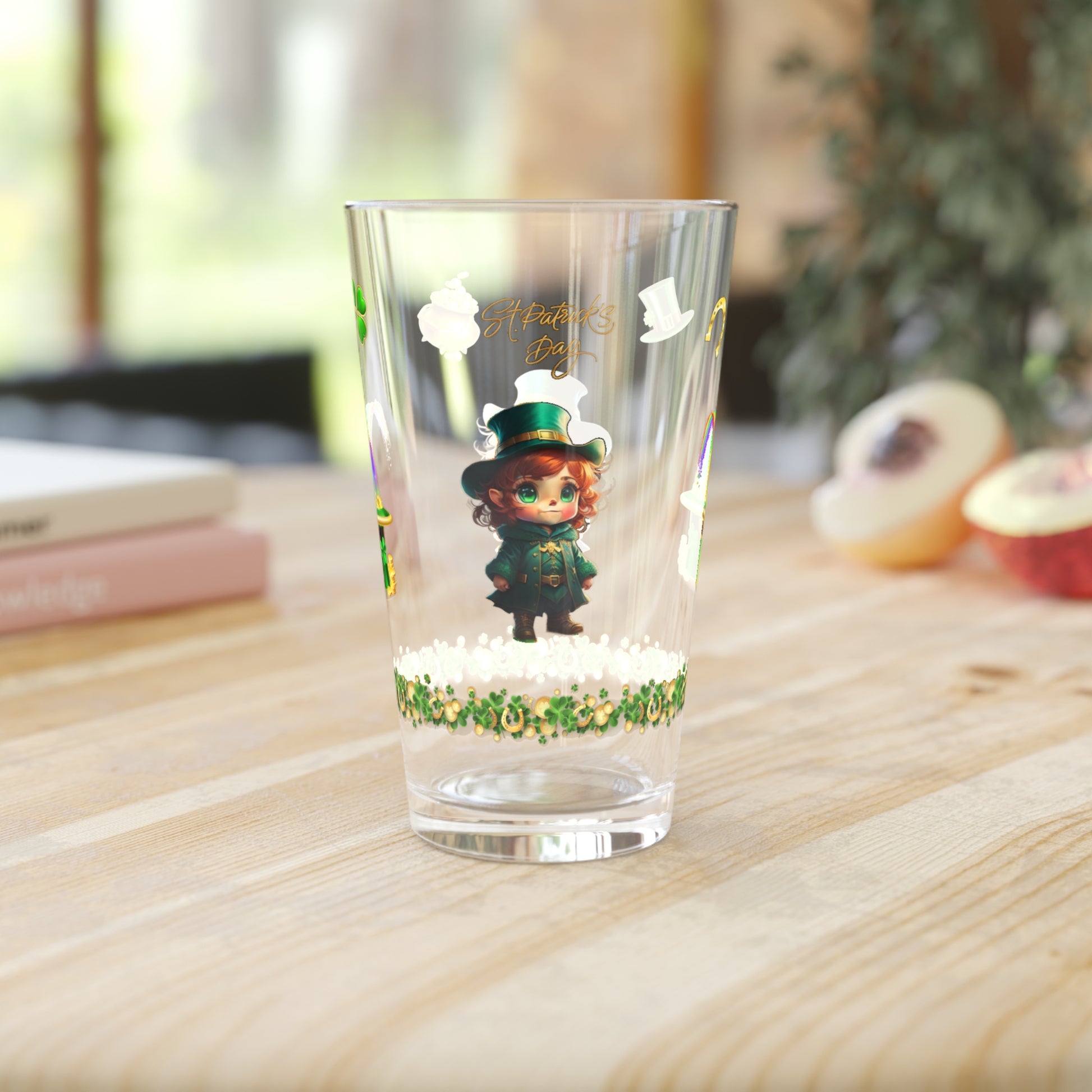 Mystical Leprechaun Magic: Mindful St. Patrick's Day 16oz Pint Glasses - Festive Design for Positivity & Wellness