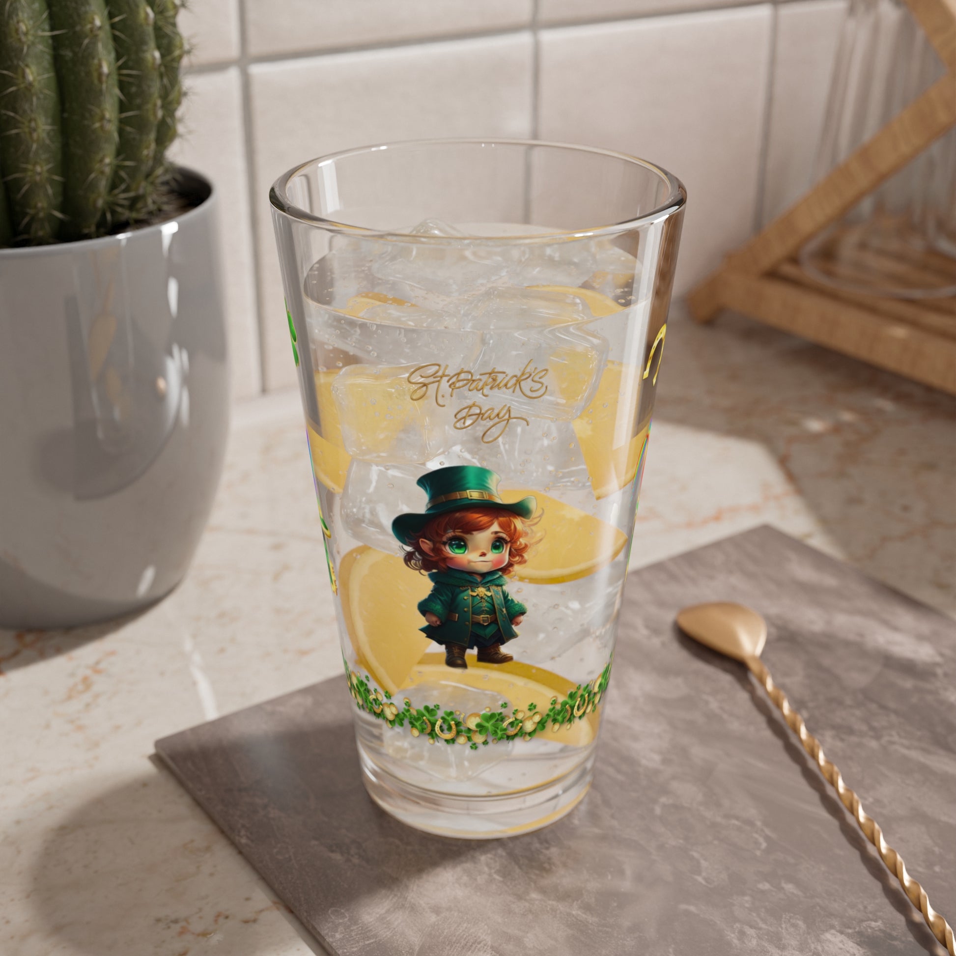 Mystical Leprechaun Magic: Mindful St. Patrick's Day 16oz Pint Glasses - Festive Design for Positivity & Wellness