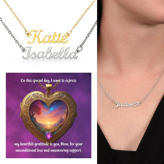 On this special day, I want to express my heartfelt gratitude to you - Custom Name Necklace + Heart for Meaningful Mother’s Day Giving