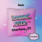 "100% Downloaded Confidence" statement pillow with customizable Y2K design and sparkly digital visuals in a soothing palette