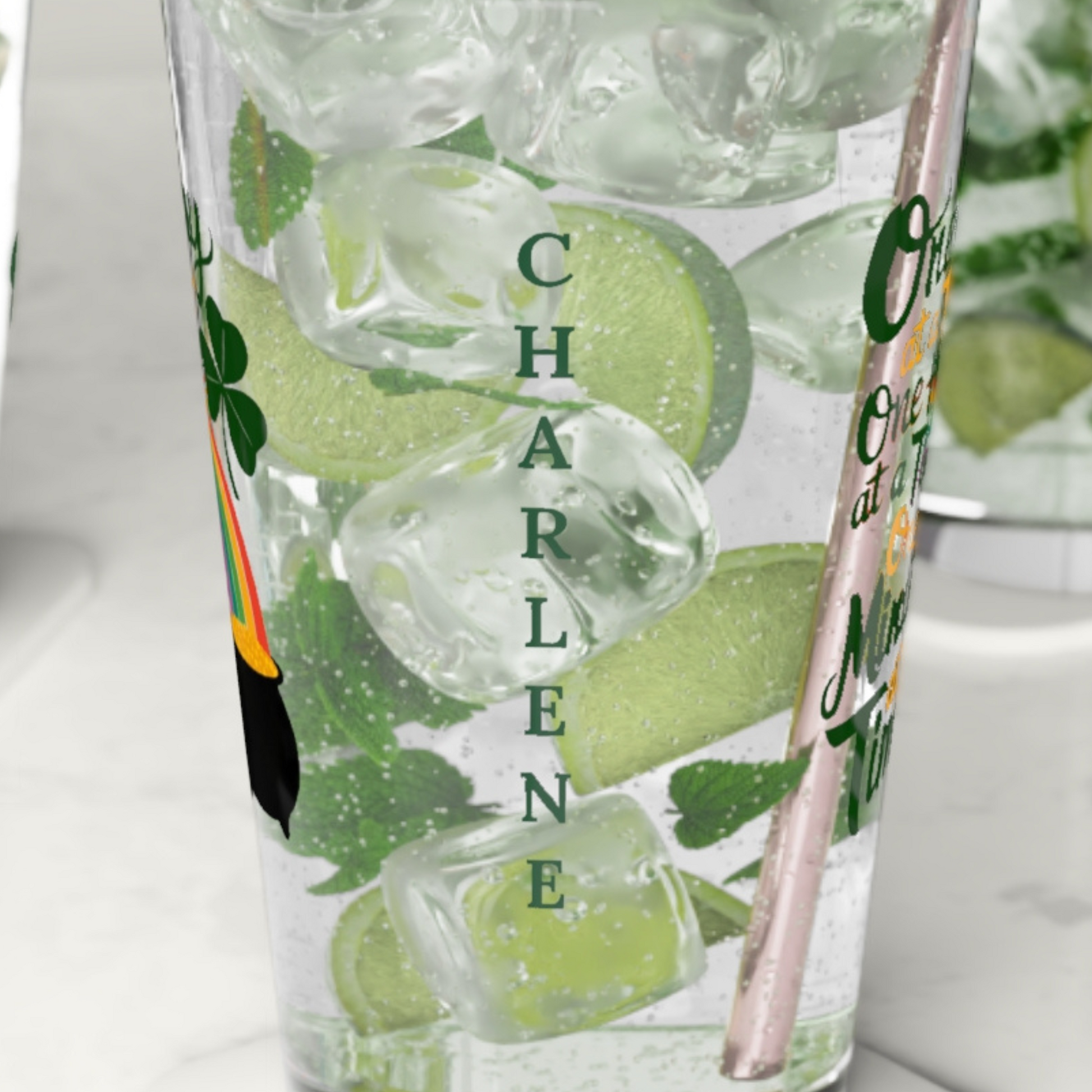 One Day At A Time One Hour At A Time One Minute At A Time: Personalized St. Patrick's Day Pint Glass - Customizable Name for Happiness and Positivity