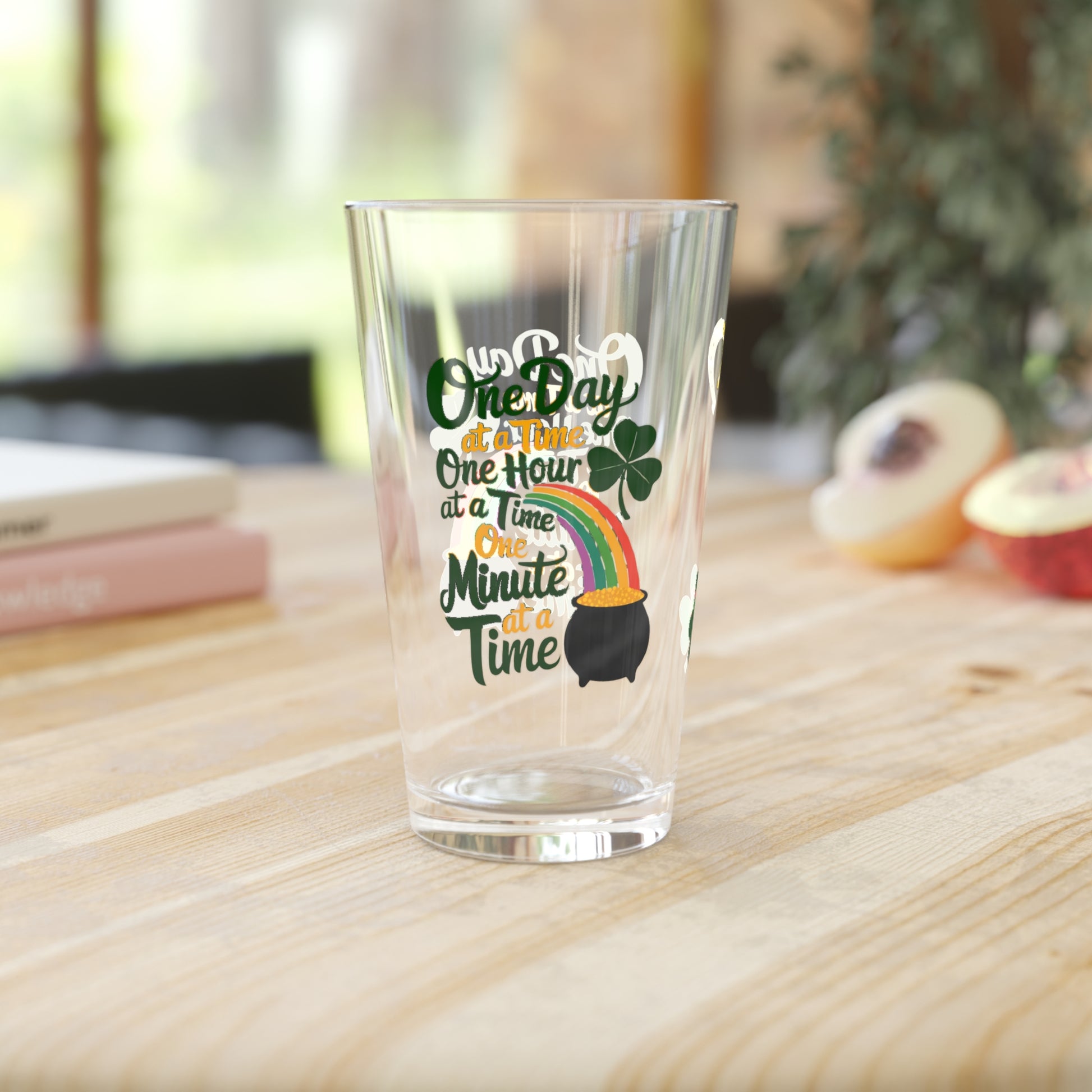 One Day At A Time One Hour At A Time One Minute At A Time: Personalized St. Patrick's Day Pint Glass - Customizable Name for Happiness and Positivity