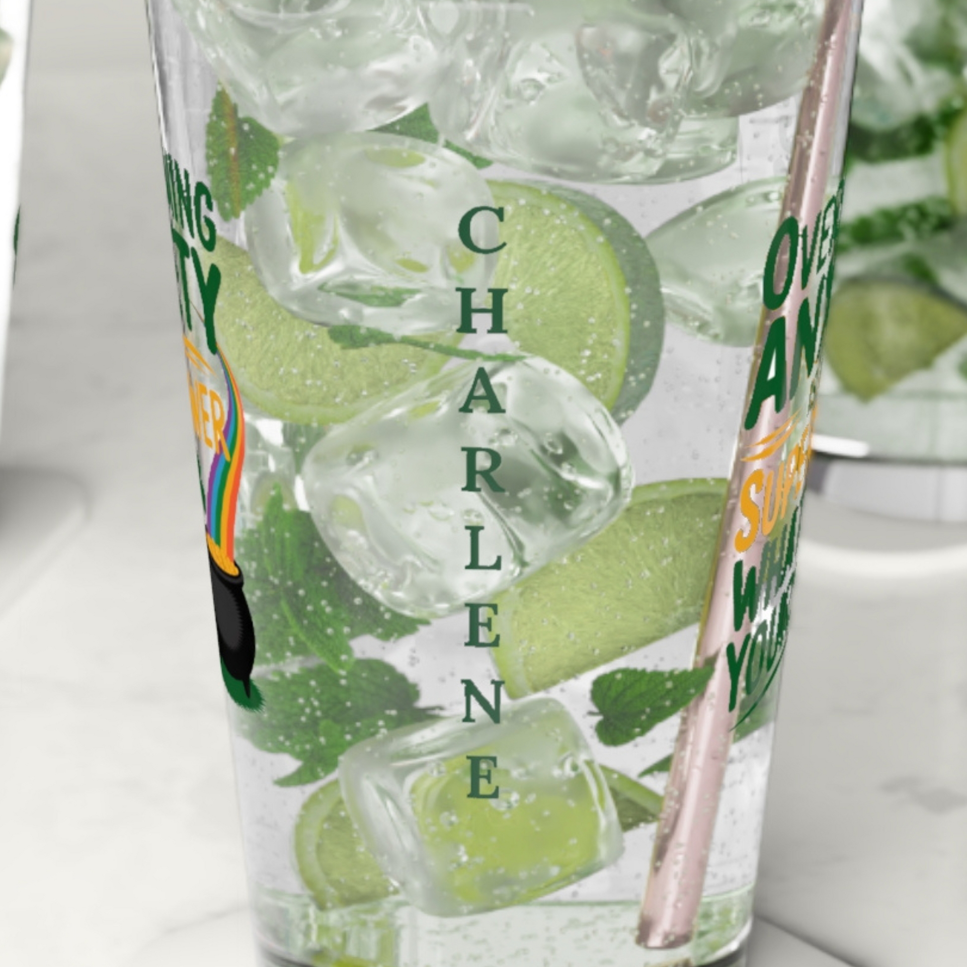 Overcoming Anxiety Is My Super Power What's Yours?: Personalized St. Patrick's Day Pint Glass - Customizable Name for Happiness and Positivity