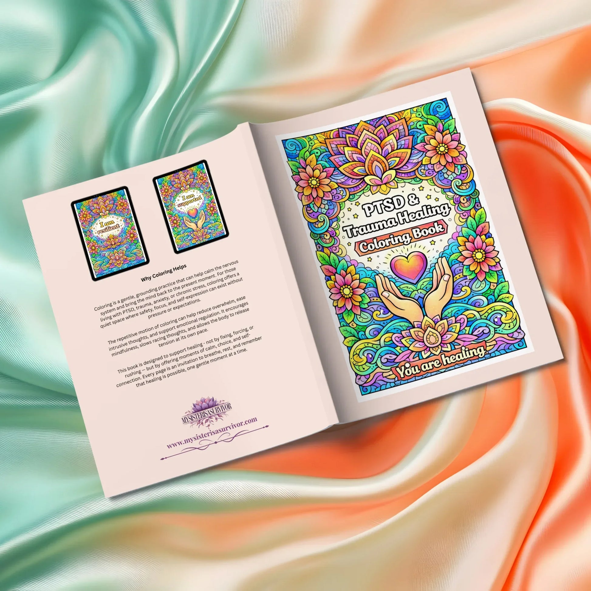 Shop our premium ptsd trauma healing coloring book from MySisterIsASurvivor.