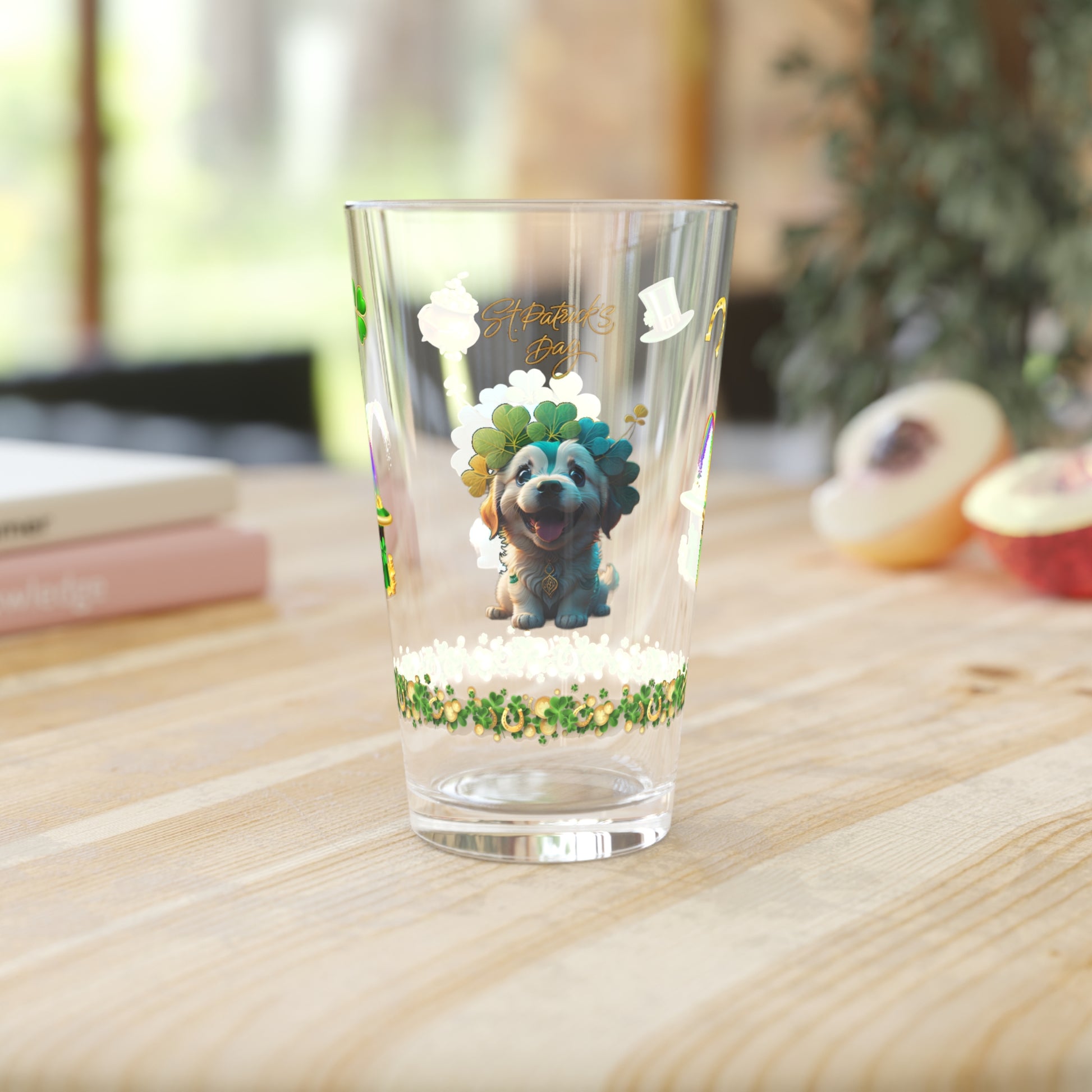 Pawsitive Paddy's Parade: Mindful St. Patrick's Day 16oz Pint Glasses - Festive Design for Positivity & Wellness