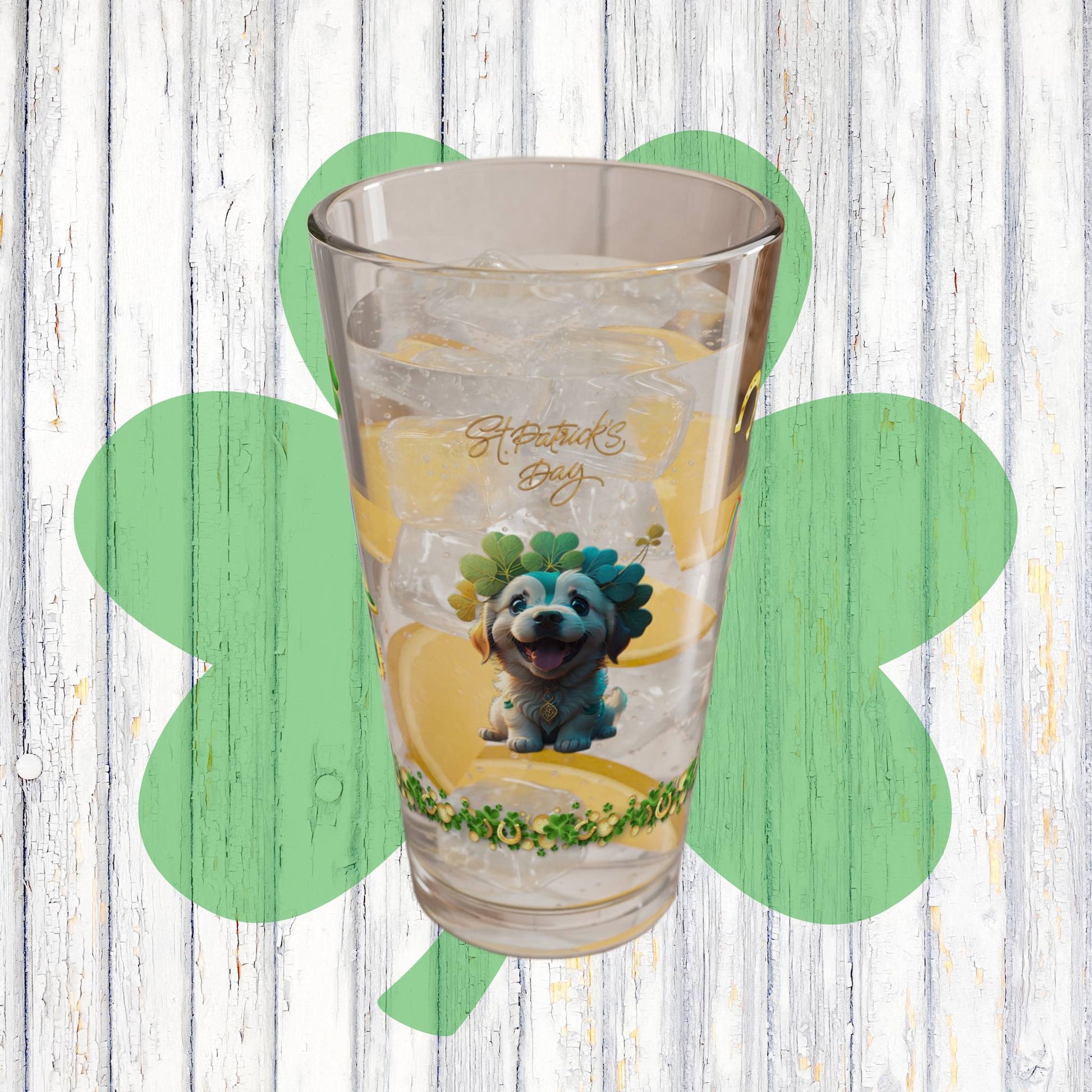 Pawsitive Paddy's Parade: Mindful St. Patrick's Day 16oz Pint Glasses - Festive Design for Positivity & Wellness