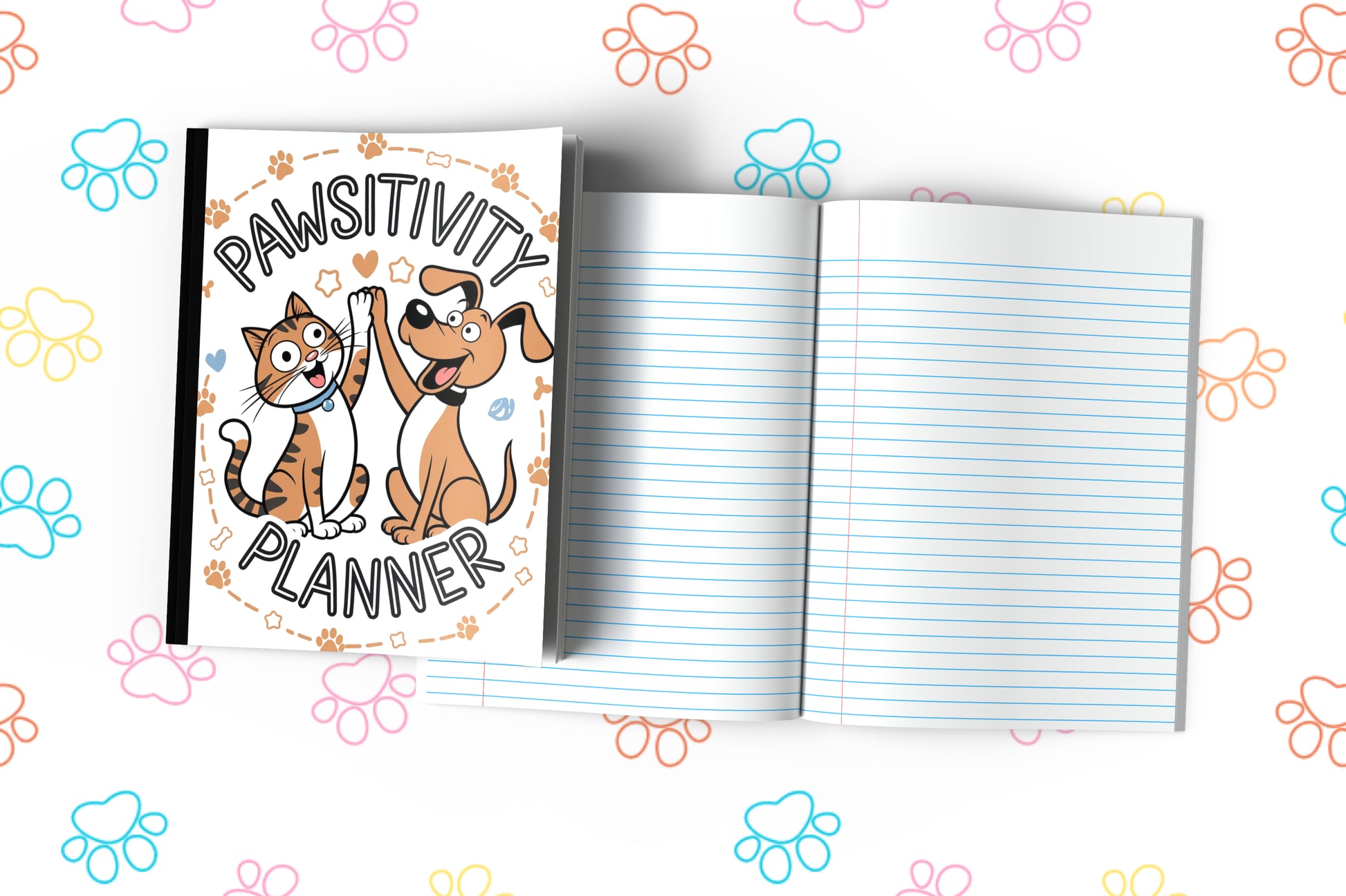 Pawsitivity Planner Composition Notebook for Journaling, Therapy, Self-Care, Anxiety, Mindfulness, Affirmations & Wellness Writing
