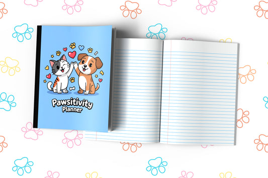 Pawsitivity Planner Composition Notebook for Journaling, Therapy, Self-Care, Anxiety, Mindfulness, Affirmations & Wellness Writing