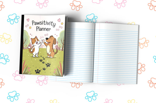 Pawsitivity Planner Composition Notebook for Journaling, Therapy, Self-Care, Anxiety, Mindfulness, Affirmations & Wellness Writing