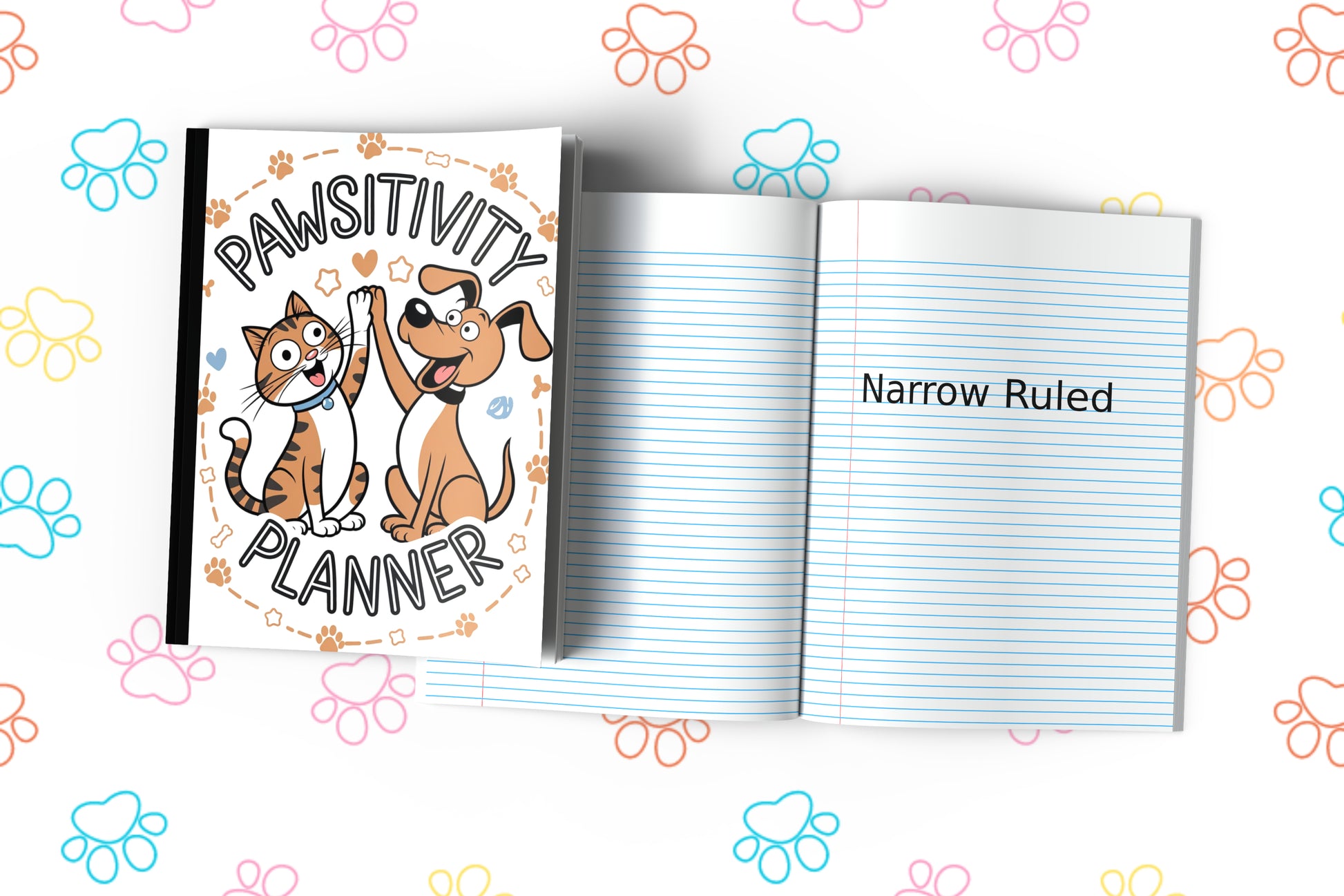 Pawsitivity Planner Composition Notebook for Journaling, Therapy, Self-Care, Anxiety, Mindfulness, Affirmations & Wellness Writing