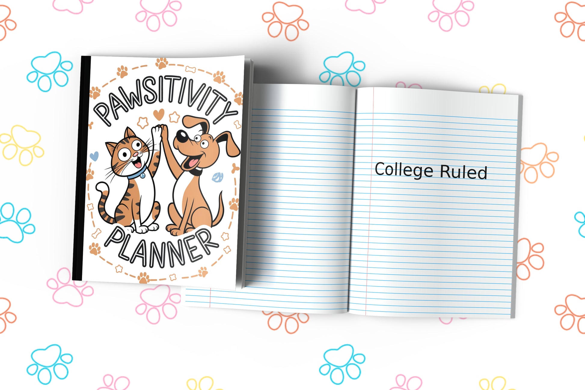 Pawsitivity Planner Composition Notebook for Journaling, Therapy, Self-Care, Anxiety, Mindfulness, Affirmations & Wellness Writing