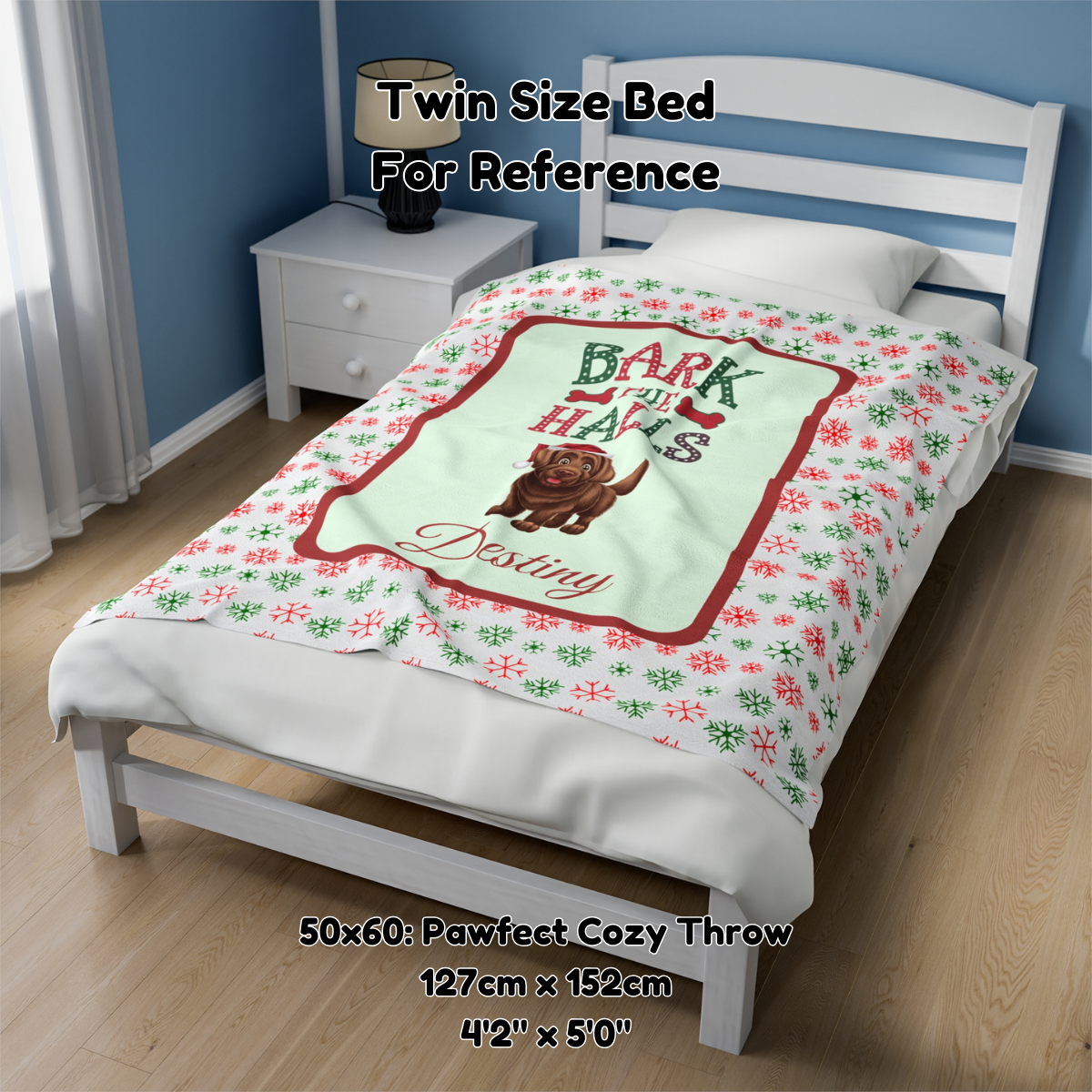 Labrador Retriever (Chocolate) Personalized Velveteen Plush Blanket - "Bark The Halls" | Cozy Holiday Gift for Dog Lovers