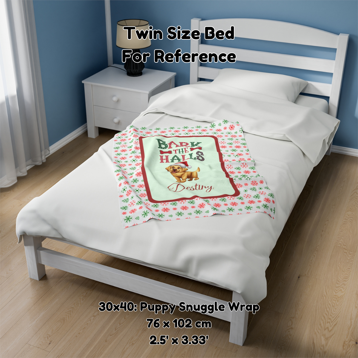 Labrador Retriever (Yellow) Personalized Velveteen Plush Blanket - "Bark The Halls" | Cozy Holiday Gift for Dog Lovers