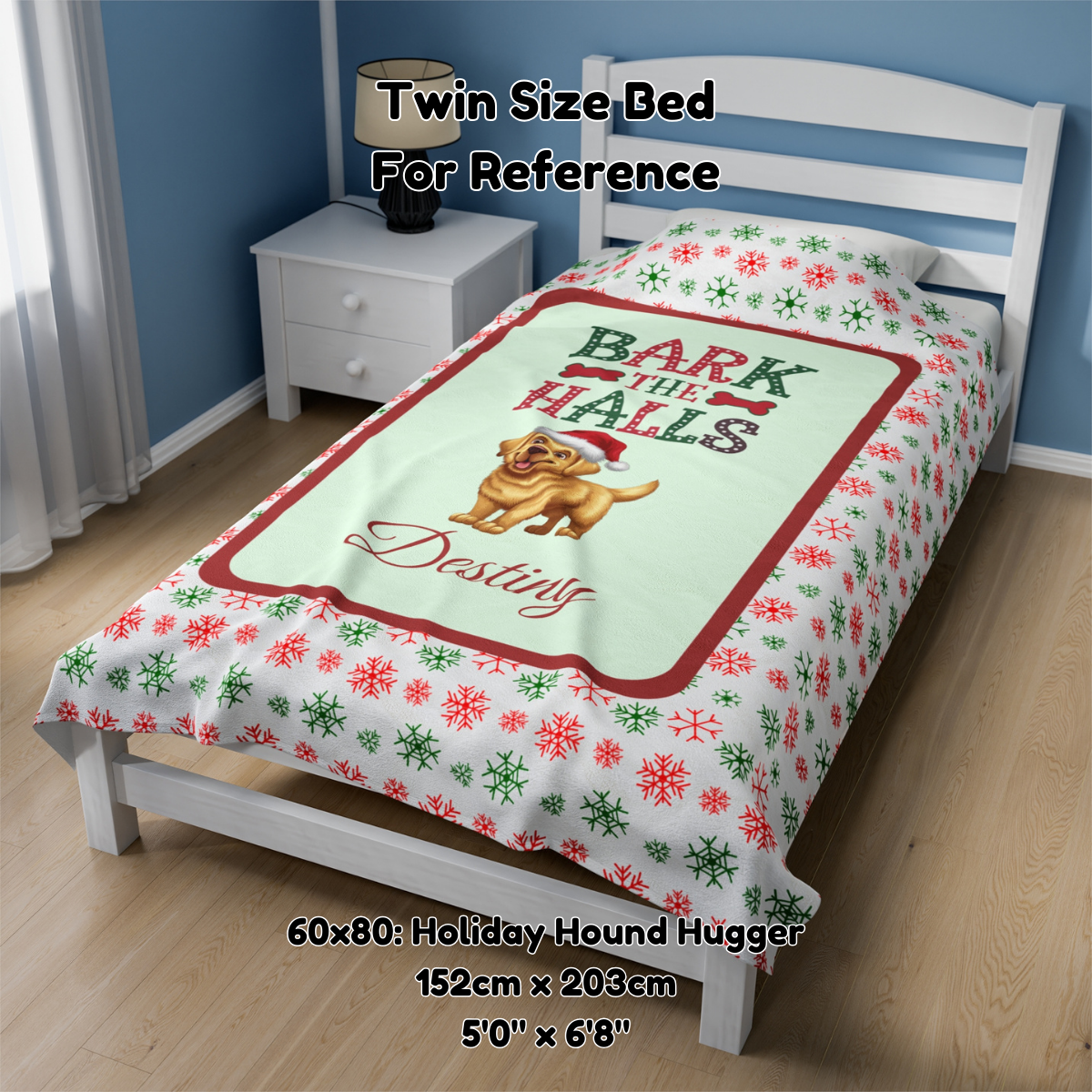 Labrador Retriever (Yellow) Personalized Velveteen Plush Blanket - "Bark The Halls" | Cozy Holiday Gift for Dog Lovers