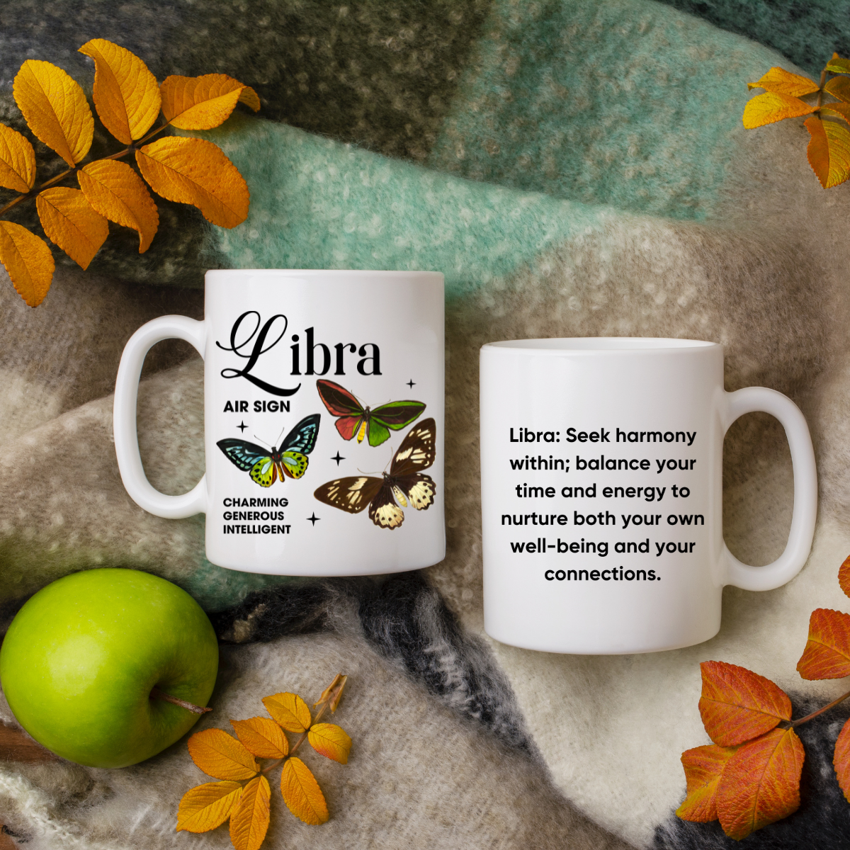 Libra Personalized Zodiac Mug, Gift for Libra, Horoscope Gift, Libra Birthday, Butterfly Design, Astrology Libra Mug, Libra Zodiac Sign, Zodiac Gift