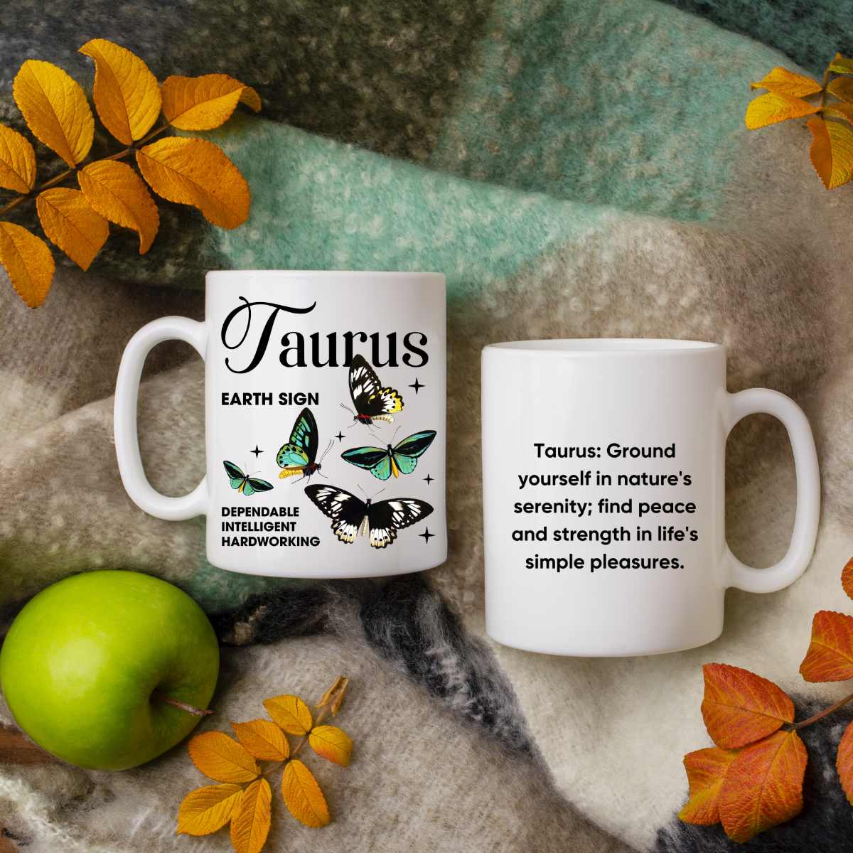 Taurus Personalized Zodiac Mug, Gift for Taurus, Horoscope Gift, Taurus Birthday, Butterfly Design, Astrology Taurus Mug, Taurus Zodiac Sign, Zodiac Gift
