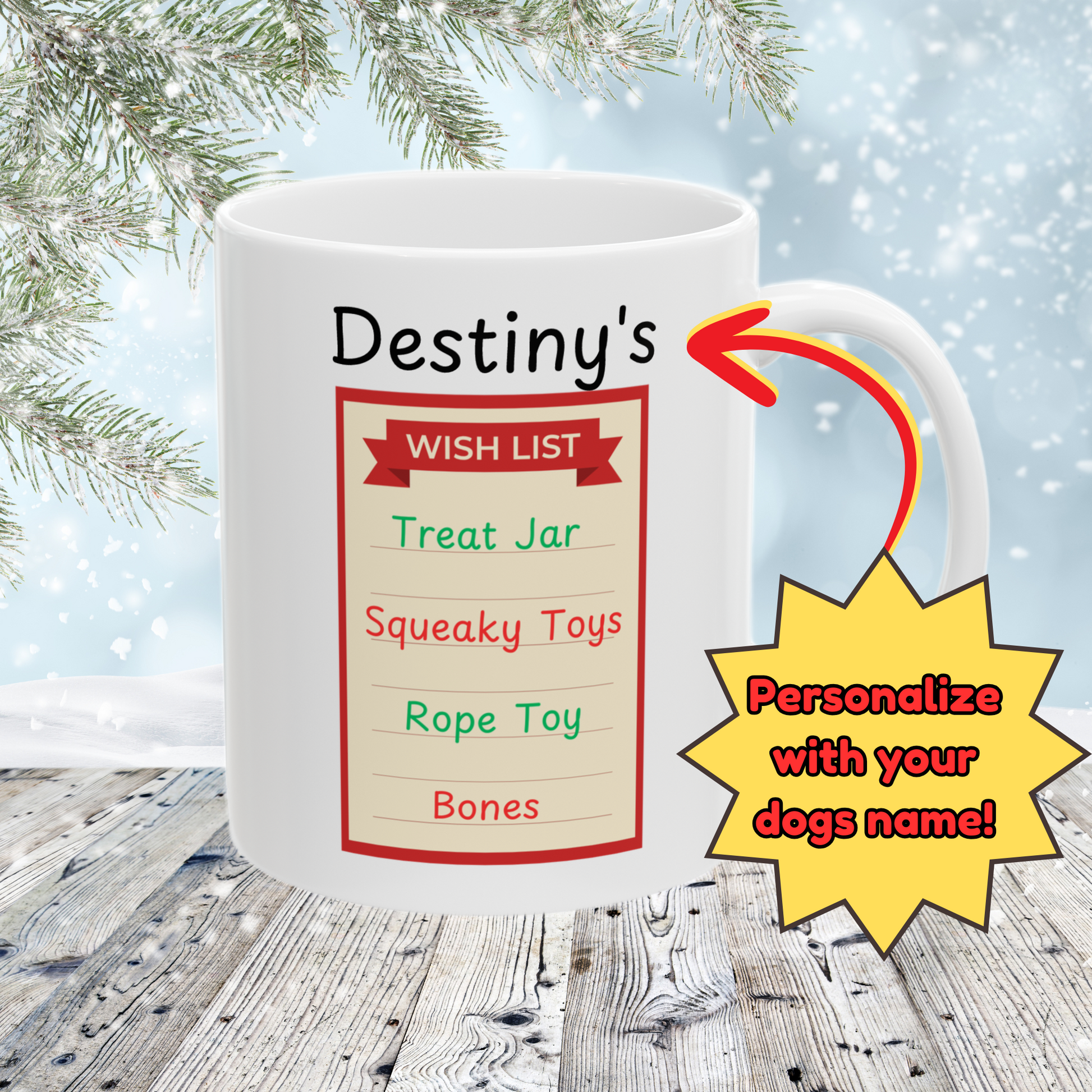 Labrador Retriever (Yellow) Personalized Christmas Dog Anatomy Mug, Funny Holiday Gift for Dog Lovers, Festive Dog Breed Coffee Cup