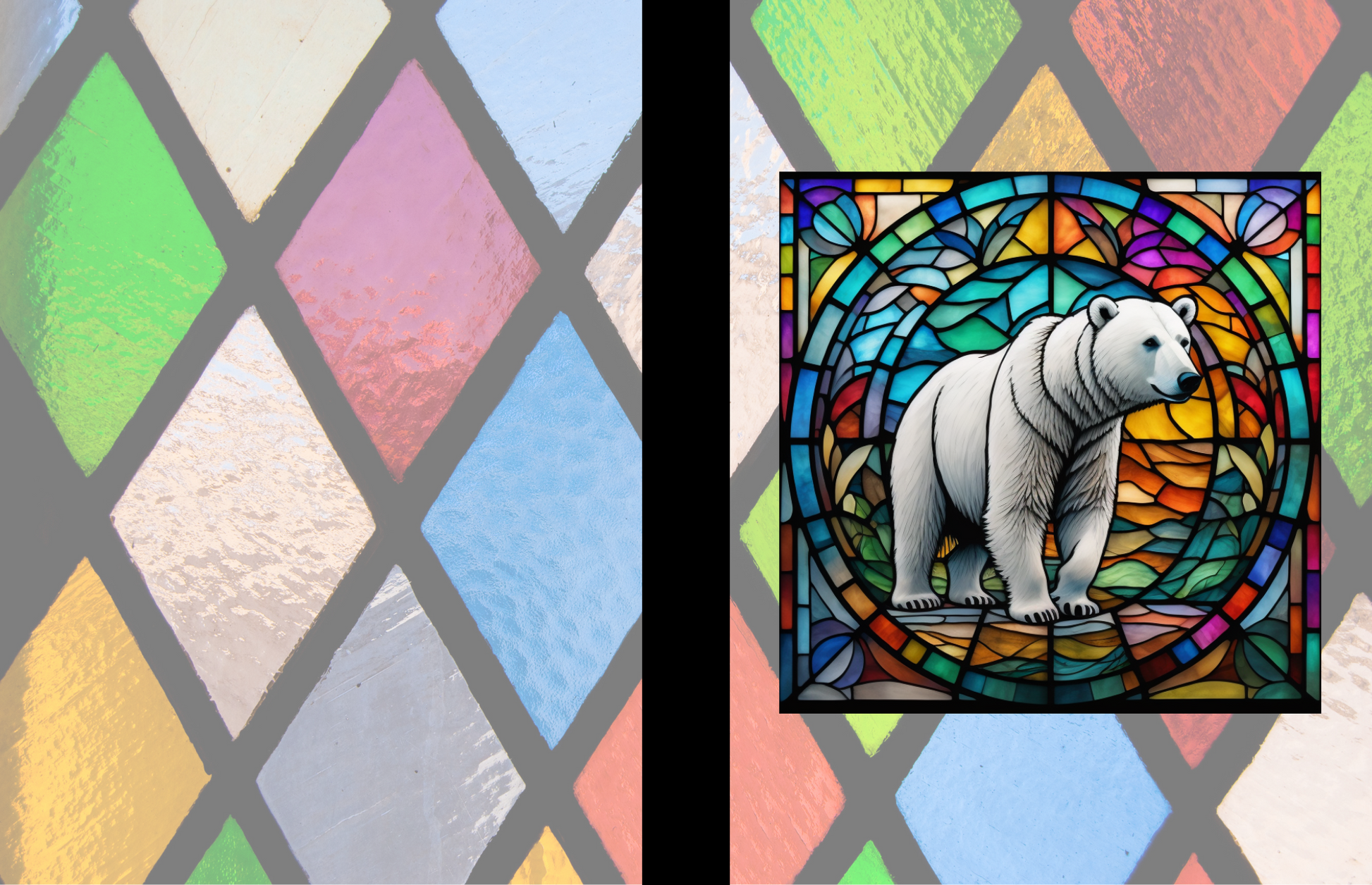 Polar Bear - Stained Glass Zoo Animals Composition Notebook