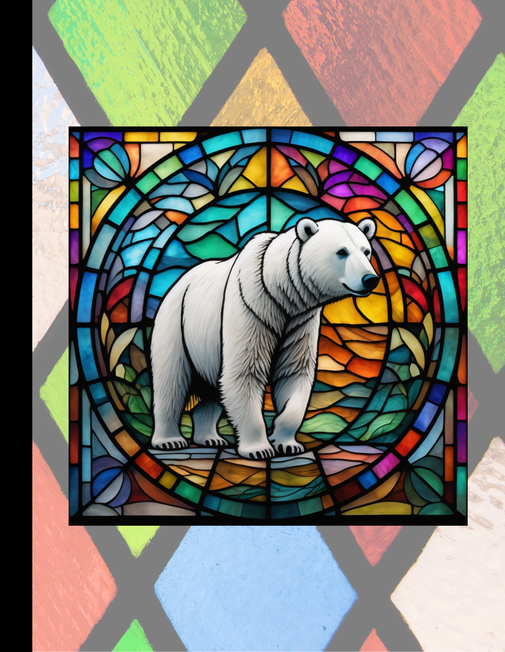 Polar Bear - Stained Glass Zoo Animals Composition Notebook