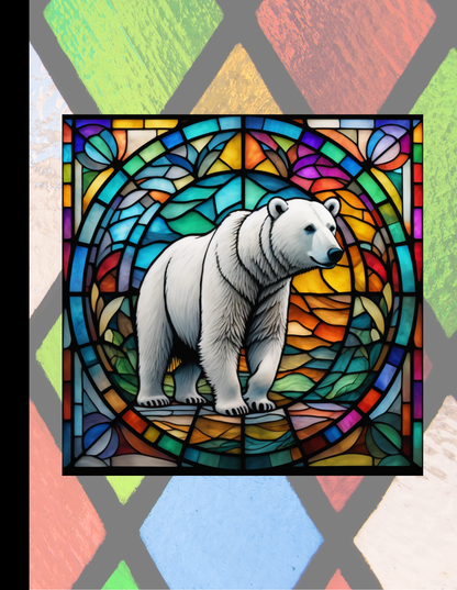 Polar Bear - Stained Glass Zoo Animals Composition Notebook