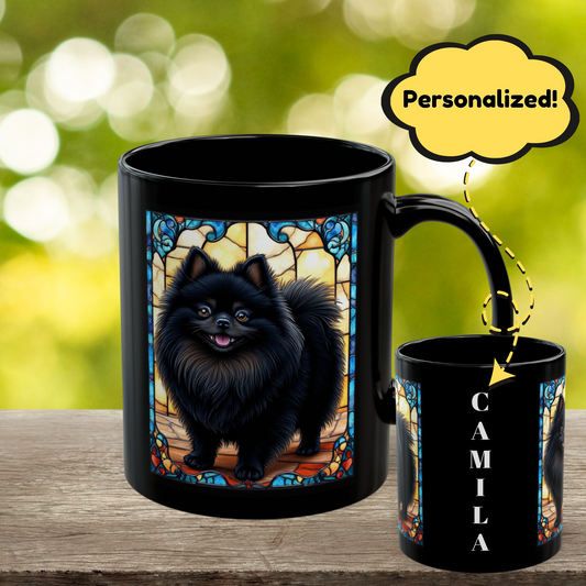 Black Pomeranian personalized dog lover coffee mug