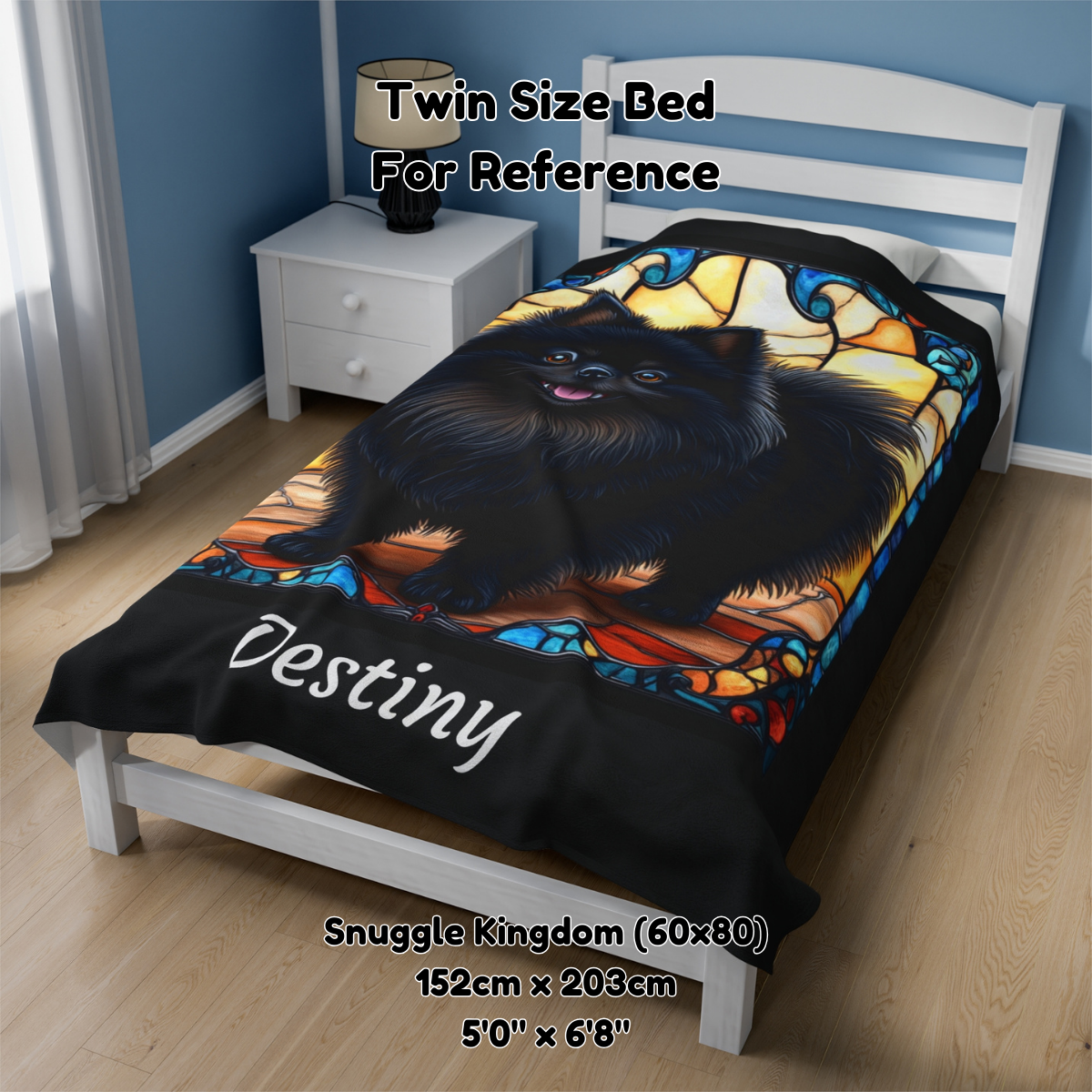 Pomeranian (Black) Personalized Velveteen Plush Blanket, Pet Lover Gift, Pomeranian Pet Blanket, Dog Lover Gift, Custom Pomeranian Throw