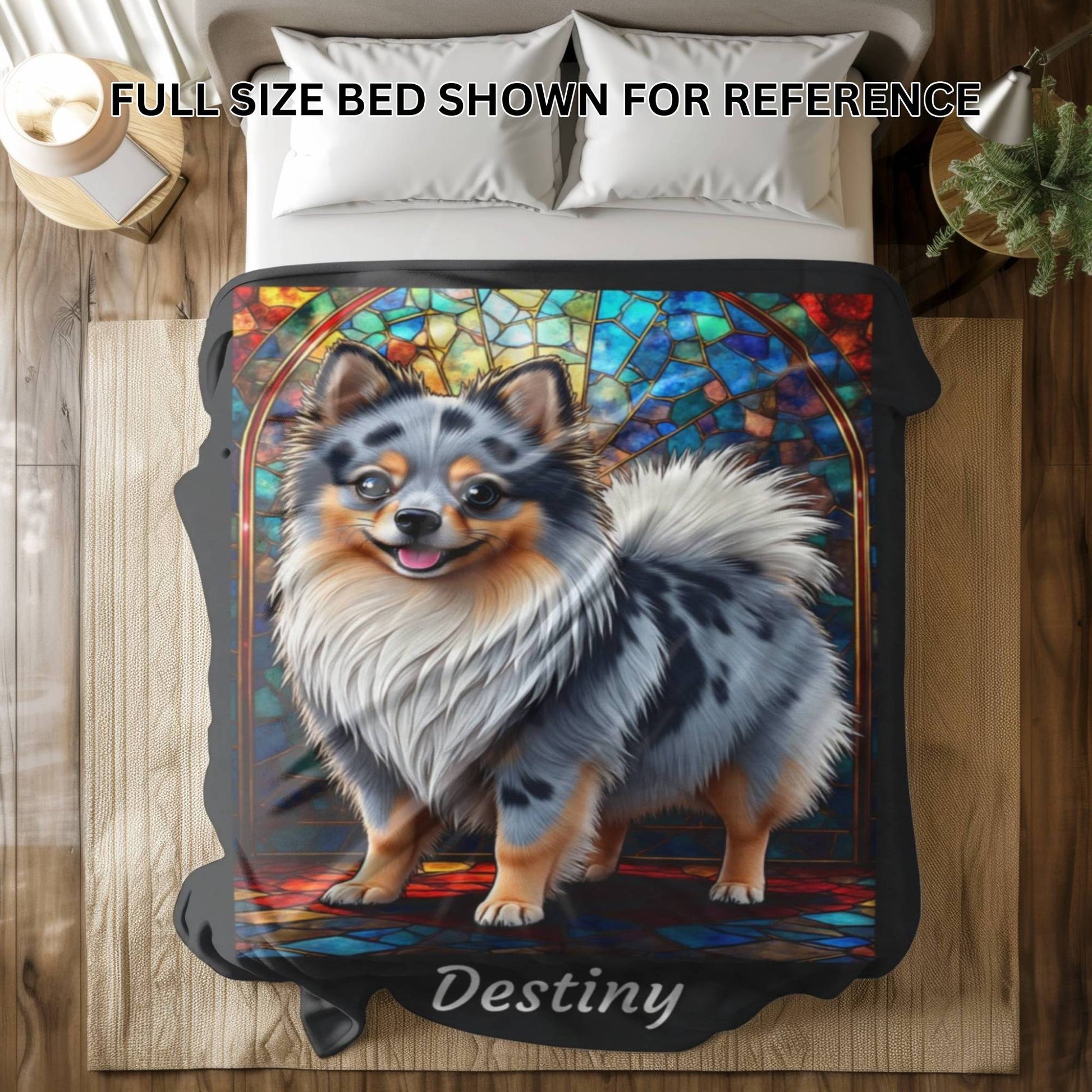 Pomeranian (Blue Merle) Personalized Velveteen Plush Blanket, Pet Lover Gift, Pomeranian Pet Blanket, Dog Lover Gift, Custom Pomeranian Throw