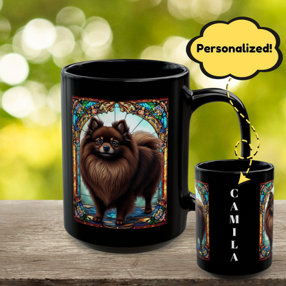 Pomeranian (Chocolate) Personalized Dog Breed Mug, Pet Lover Mug, Dog Coffee Mug, Custom Name Mug, Dog Lover Gift, Dog-Themed Mug