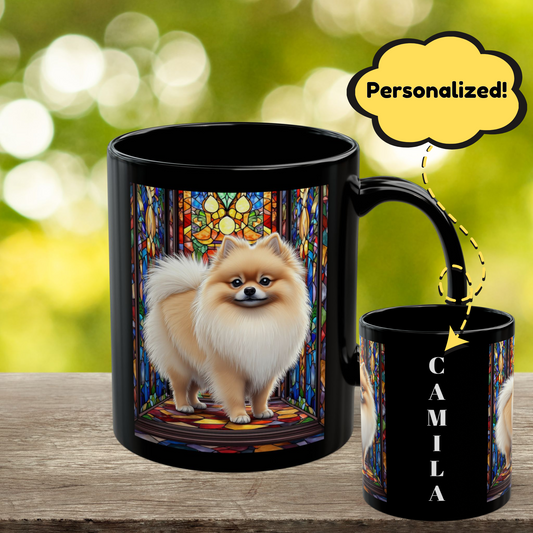 Cream sable Pomeranian dog name mug for pet lovers