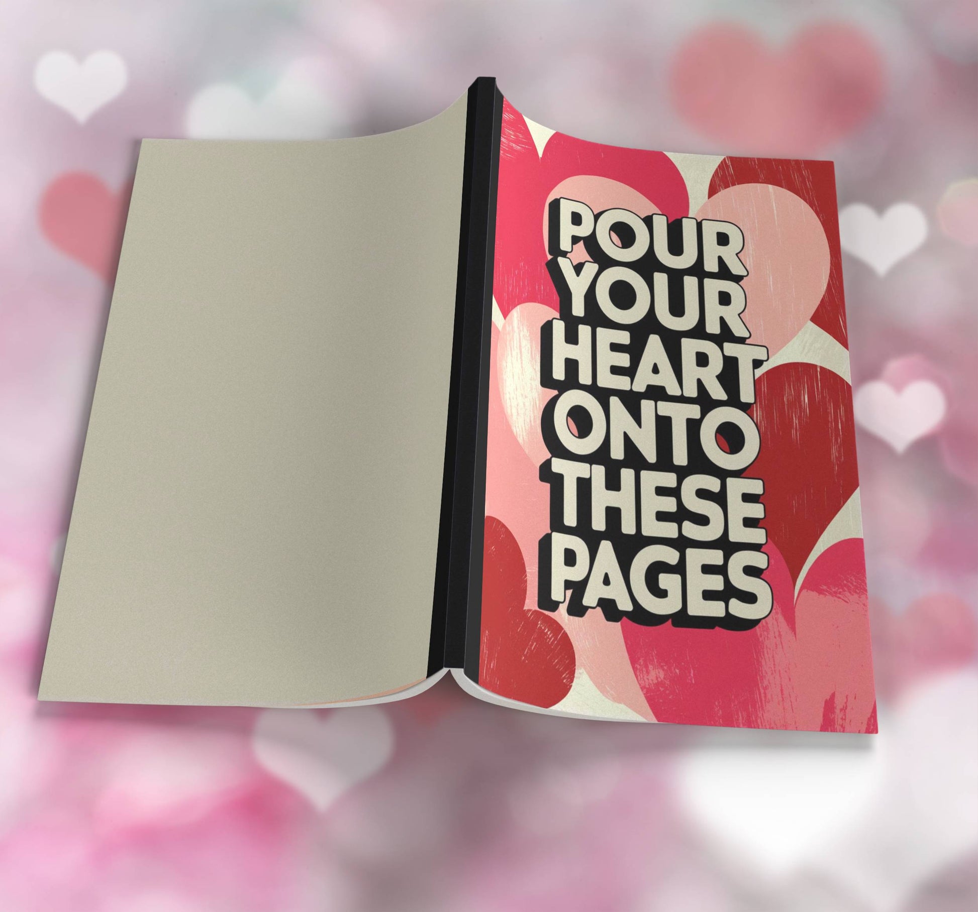 Pour Your Heart Onto These Pages Composition Notebook - 100 Pages, Wide-Ruled, 6 Line Color Options for Journaling & Mental Well-Being