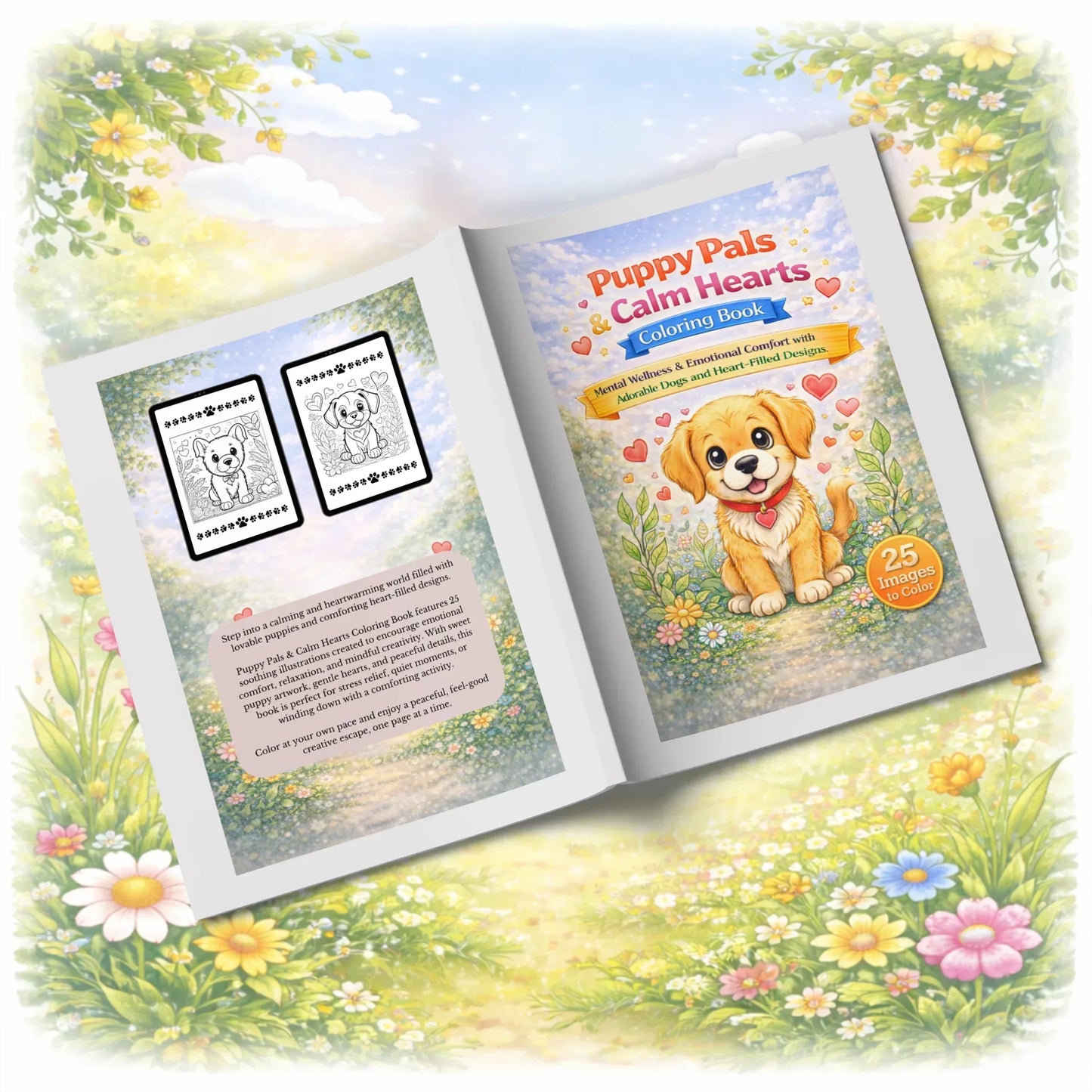 Shop our premium puppy pals calm hearts coloring for positive minds from MySisterIsASurvivor.