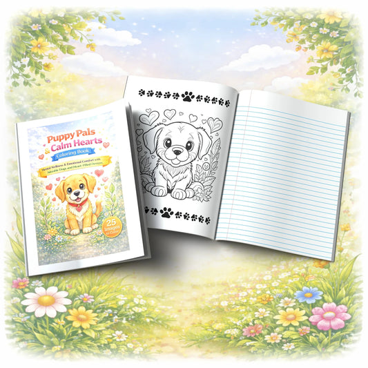 Shop our premium puppy pals calm hearts coloring for positive minds from MySisterIsASurvivor.