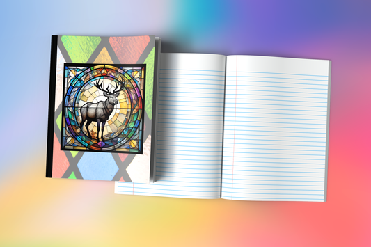 Reindeer - Stained Glass Zoo Animals Composition Notebook