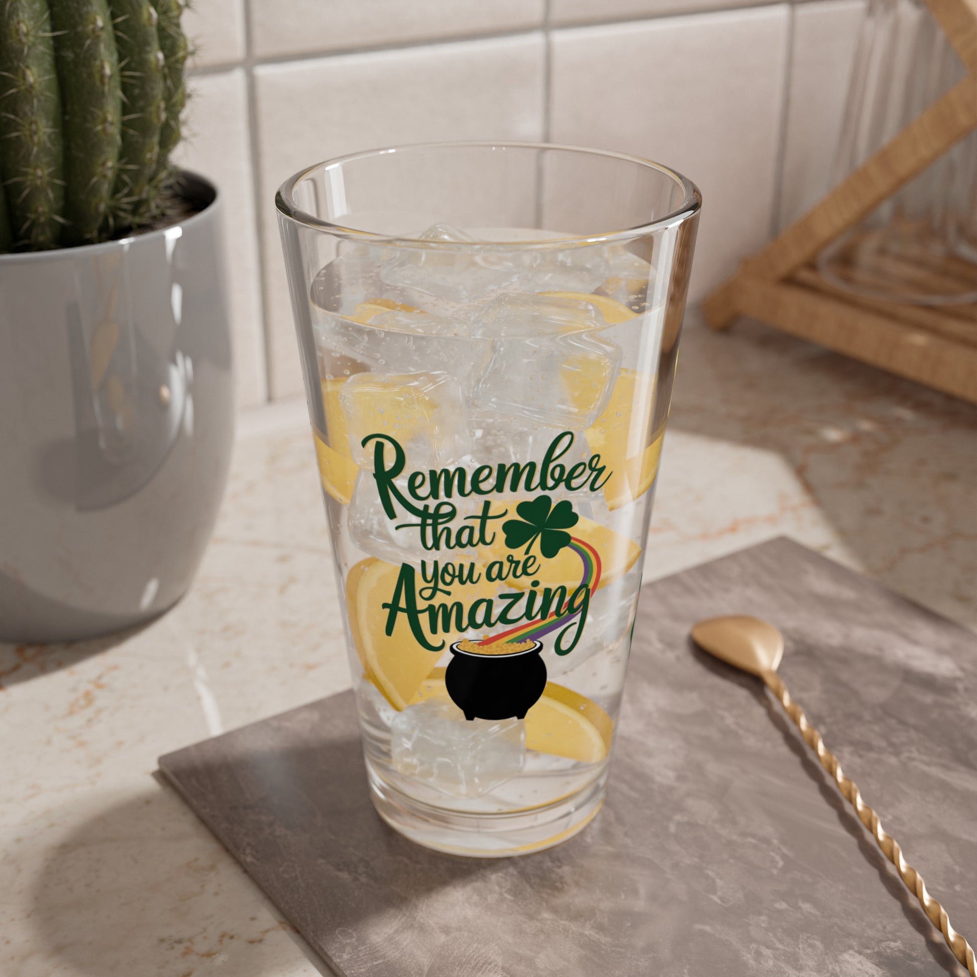 Remember That You Are Amazing: Personalized St. Patrick's Day Pint Glass - Customizable Name for Happiness and Positivity