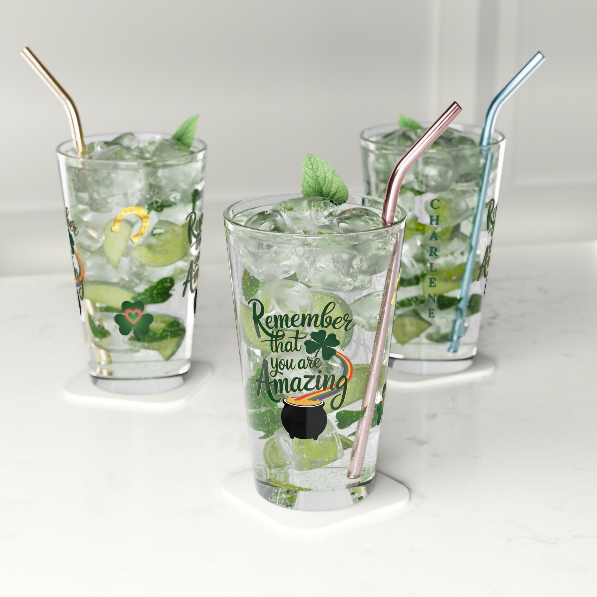 Remember That You Are Amazing: Personalized St. Patrick's Day Pint Glass - Customizable Name for Happiness and Positivity