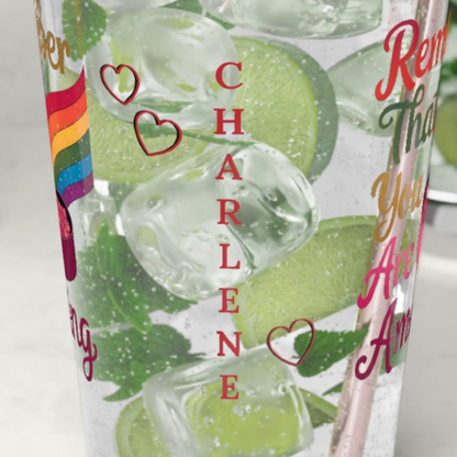 Remember That You Are Amazing: Personalized Valentine's Day Affirmation Pint Glass – Valentine's Day Self-Care Gift, Mindful Positivity Drinkware