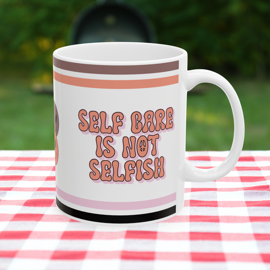 Self Care Is Not Selfish Retro Ceramic Mug, (11oz, 15oz)