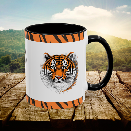 Bold Resilience: Tiger Accent Coffee Mug (11, 15oz)