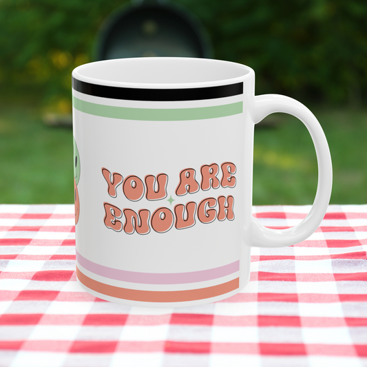 You Are Enough Retro Ceramic Mug, (11oz, 15oz)