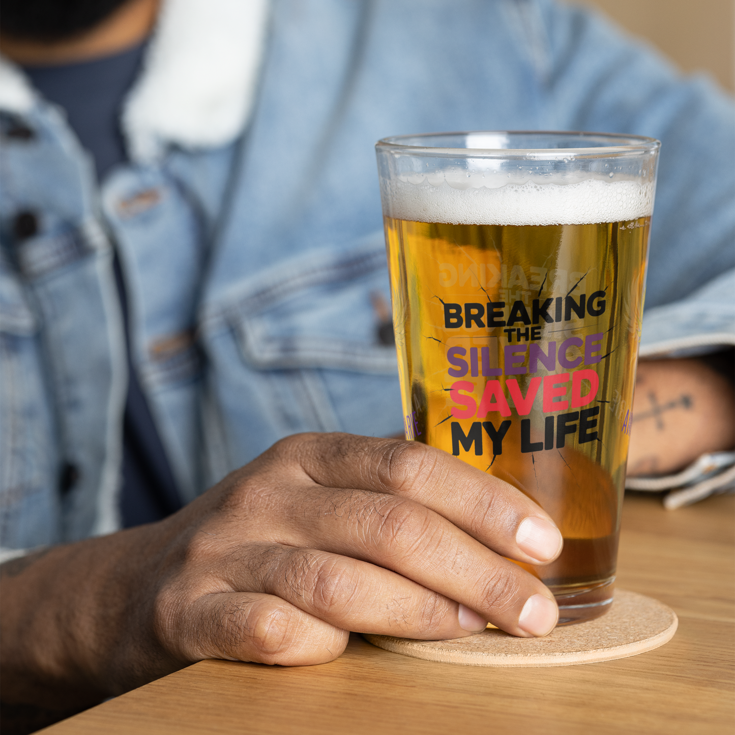 Breaking the Silence Saved My Life pint glass, meaningful survivor quote, empowerment awareness glass