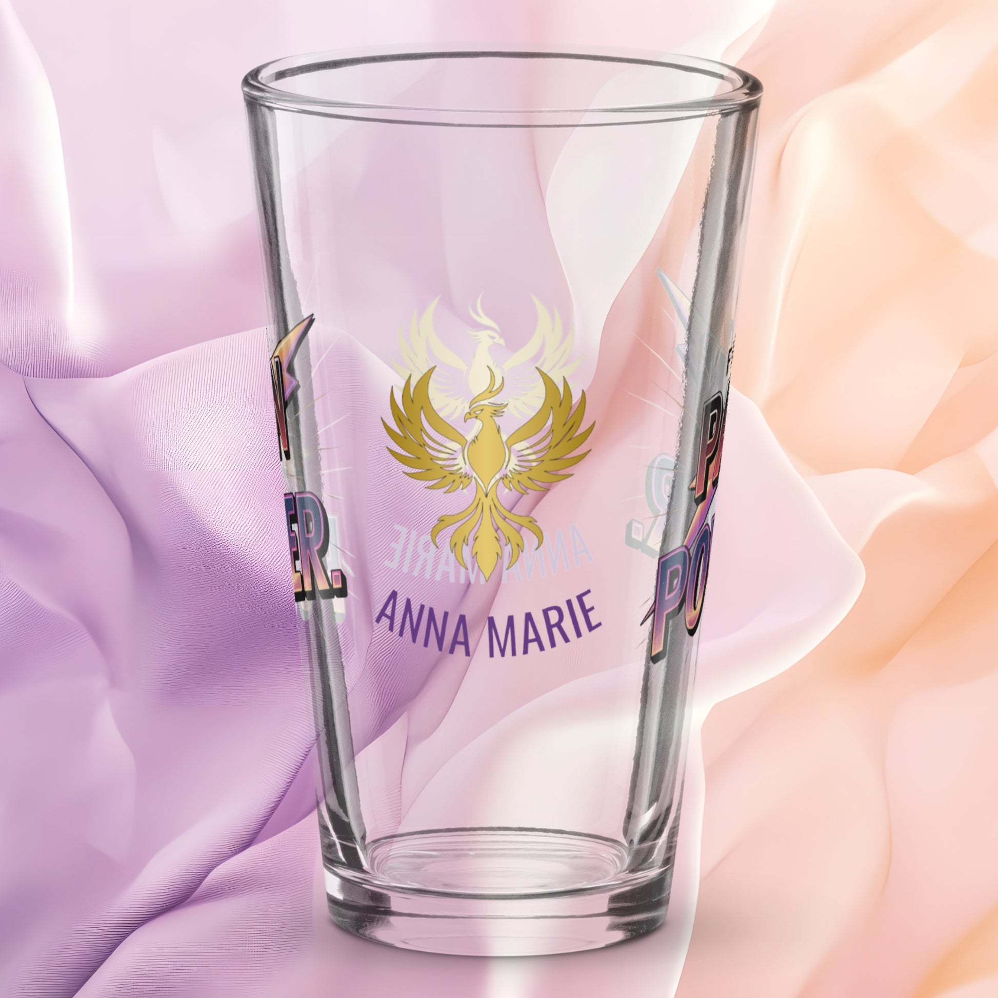 From Pain to Power pint glass, inspirational quote glass for survivors, empowerment awareness drinkware